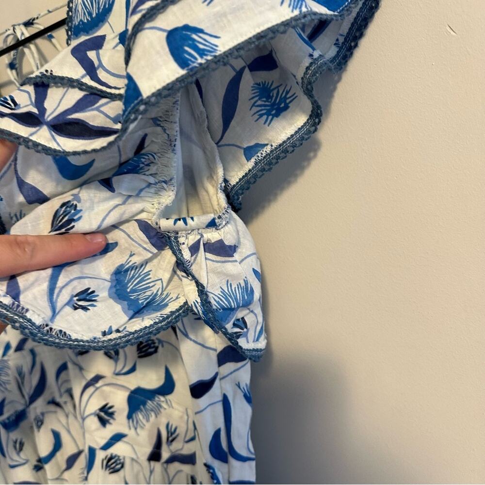 Tuckernuck Monsoon & Beyond White Blue Floral Cotton Maxi Dress XS - Picture 12 of 15